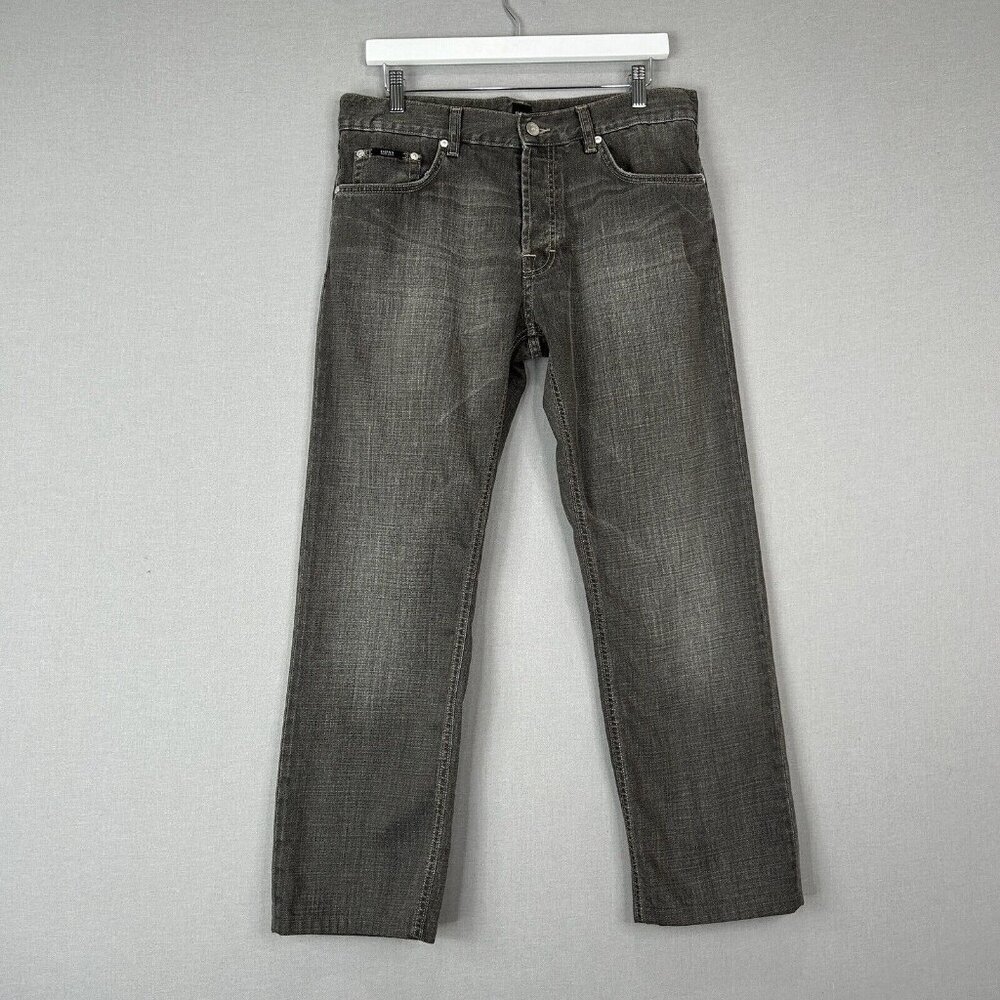 Hugo Boss Mens Jeans 34 Gray Scout1 Selvedge Regular Fit Button Fly Denim Basic